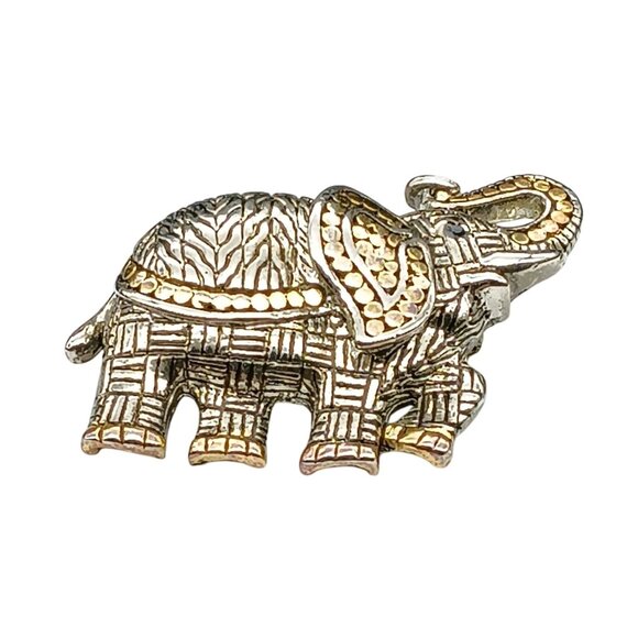 Vintage Elephant Brooch Pin in Two-Tone Metal - Picture 2 of 3